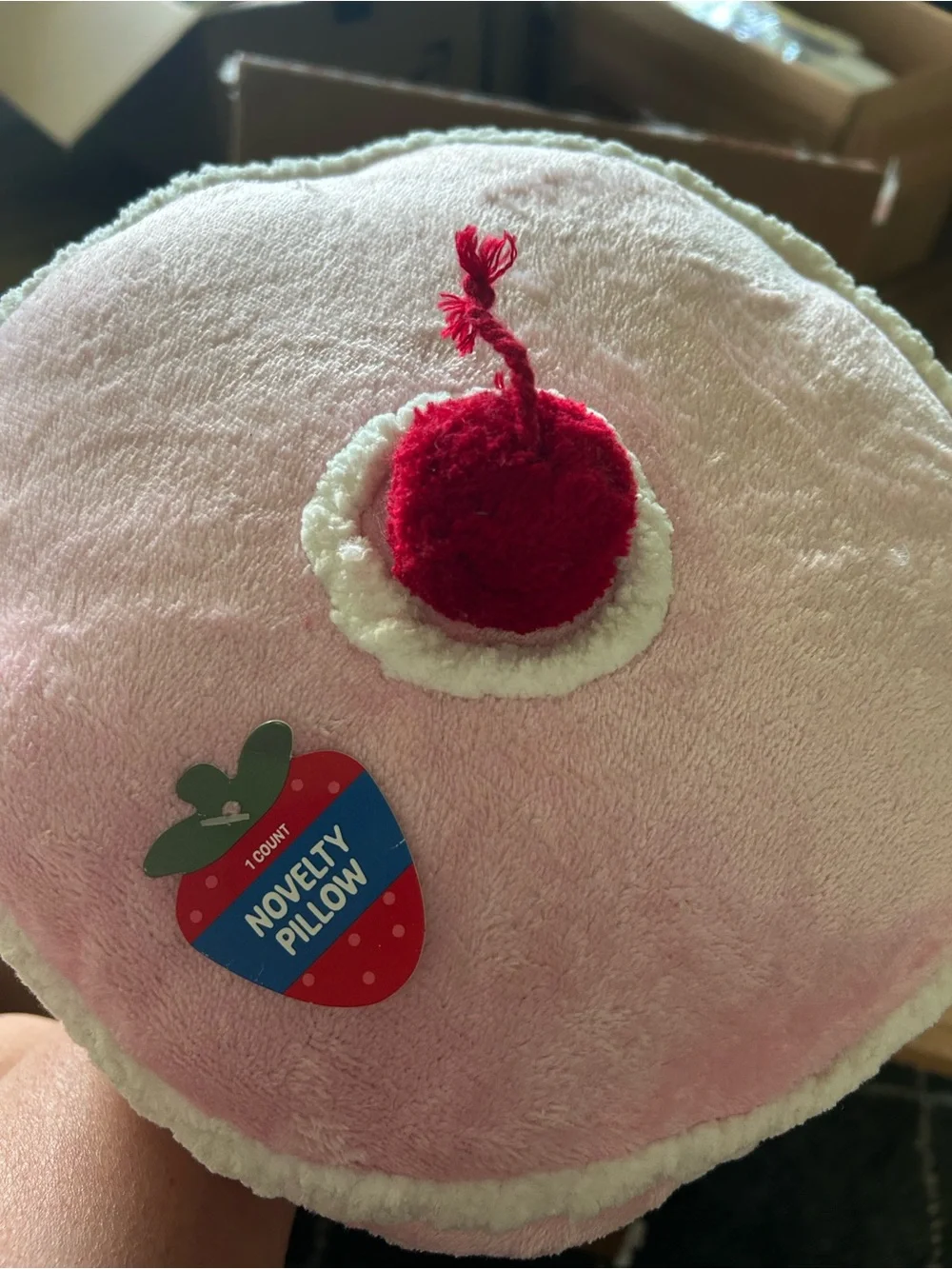 Target Pink Cupcake Pillow with Red Cherry Accent